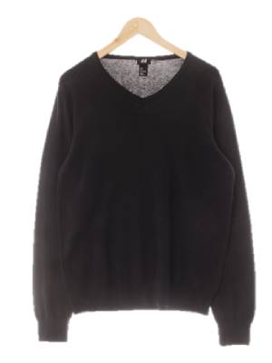 h&m 블랙 면 브이넥시보리기본니트
