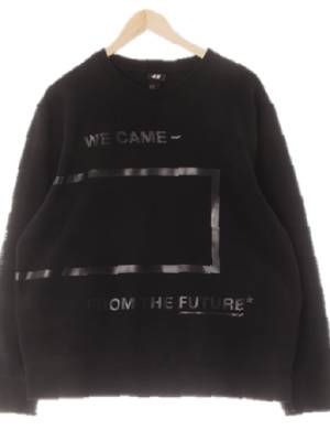 h&m 블랙 면혼방 톤온톤빅레터링맨투맨