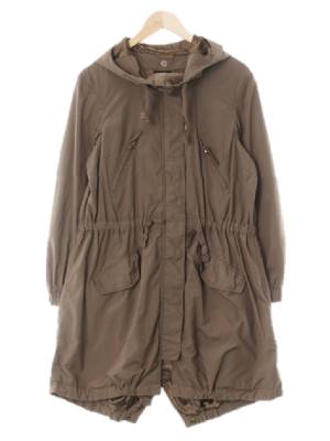 h&m 샤틴카키 셔링롱사파리코트