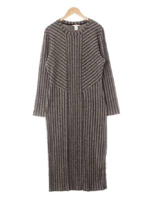 h&m 블랙실버 스트라이프 메탈플리츠니트원피스