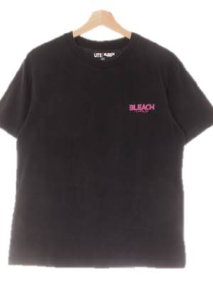 유니클로bleach 블랙 면 백프린팅반팔티