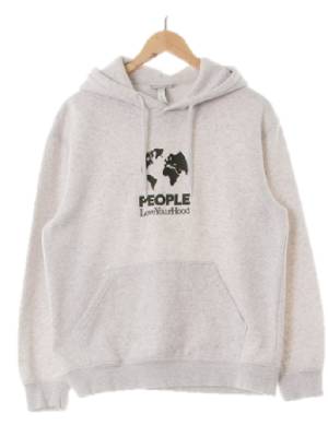 h&m 멜란지화이트 면혼방 자수레터링루즈후드티