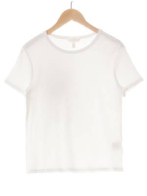 h&m 화이트 면혼방 골지라운드반팔티셔츠