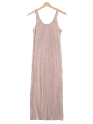 h&m 핑키쉬베이지 비스코스혼방 골지유넥민소매원피스