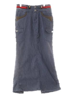 kachung jeans 진청 스트라이프 데님 듀엣버튼레이어드롱스커트