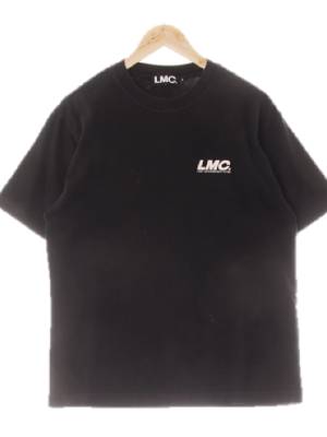 lmc 블랙 프린팅 면 레터링크루넥반팔티