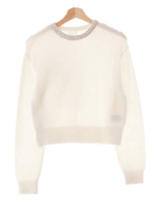 h&m 아이보리 울혼방 큐빅넥루즈스웨터