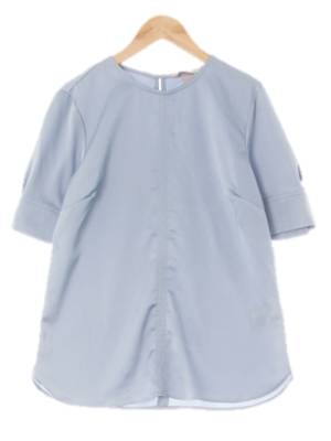 h&m 헤이즈블루 실키절개라인반팔블라우스