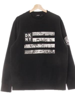 dkny 블랙 프린팅 면혼방 풍경루즈맨투맨