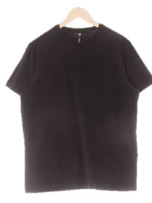 h&m 블랙 면혼방 라운드기본반팔티셔츠