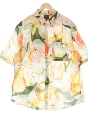 h&m 아이보리 과일패턴 면 포켓반소매셔츠