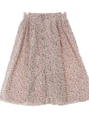 h&m 블랙 잔꽃패턴 면혼방 핀턱플레어롱스커트