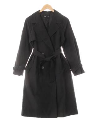 mixxo 블랙 면혼방 백플랩나그랑더블트렌치코트