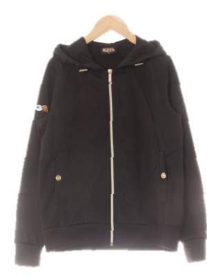 vondutch 블랙 프린팅 큐빅레터링후드집업