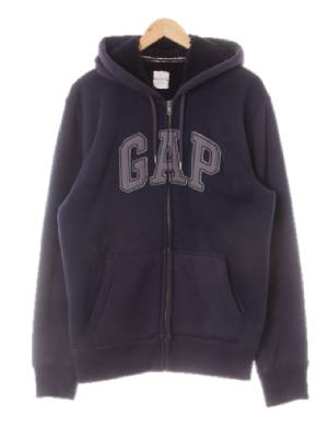 gap 네이비 면혼방 패치로고웜후드집업