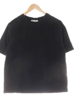 자라 블랙 면 라운드넥반팔티