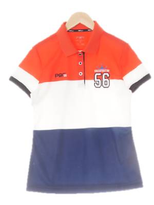 pgr Golf 레드네이비 스트라이프 자수배색반팔카라티