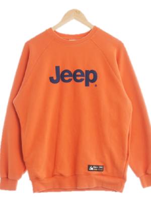Jeep 오렌지 로고프린팅 면혼방 라운드맨투맨