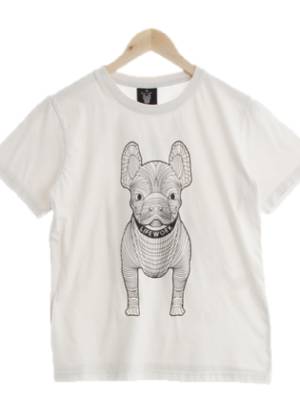 라이프워크 화이트 면혼방 로고프린트라운드반팔티셔츠