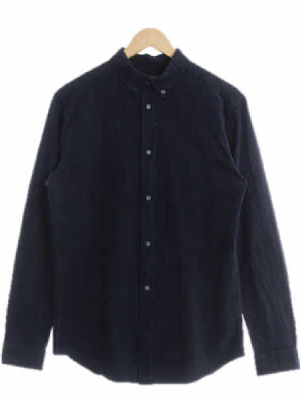 h&m 네이비 체크 면혼방 긴팔셔츠