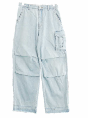 h&m 연청 데님 입체무릎와이드컷팅진