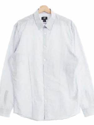 h&m 네이비 스트라이프 면혼방 슬림핏긴팔셔츠