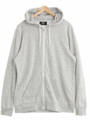 h&m 멜란지그레이 면혼방 레귤러핏후드집업