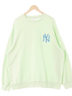 MLB 라이트파스텔그린 프린팅 면혼방 NY루즈라이트맨투맨