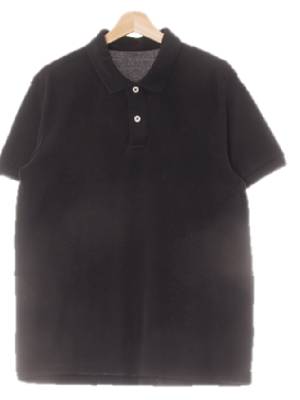 nii 블랙 면혼방 카라미니멀반팔티