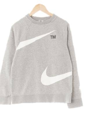 나이키 멜란지그레이 면혼방 라글란절개오버로고맨투맨