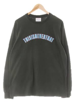 thisisneverthat 딥그린 면 라운딩빅로고긴팔티