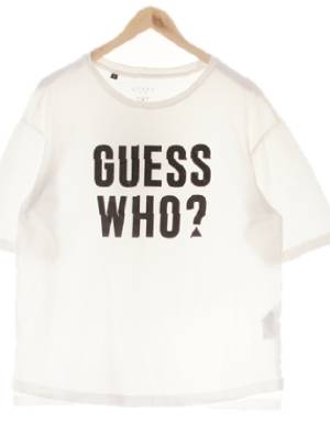 Guess 화이트 면 큐빅빅로고하프소매티