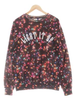 h&m 블랙 프린팅 면혼방 무지개전구맨투맨