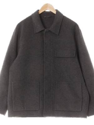 h&m 다크그레이 울혼방 빅포켓카라모던코트