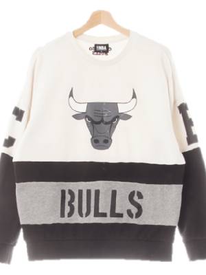 NBA 화이트블랙 프린팅 면 시카고불스심볼맨투맨