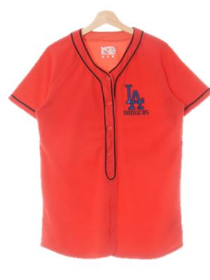MLB 레드 면혼방 비즈로고레글런야구반팔티