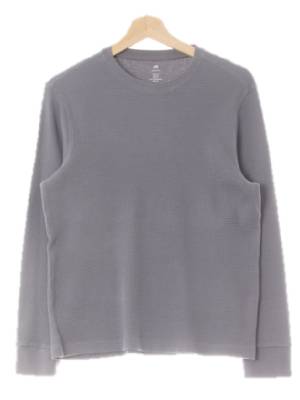 h&m 그레이 면혼방 워싱와플티셔츠