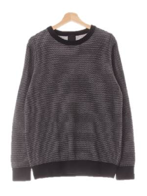 h&m 다크네이비 점선패턴 면 트윌라운드넥니트