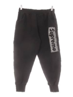 supreme 블랙 면혼방 엠보빅로고기모트레이닝팬츠
