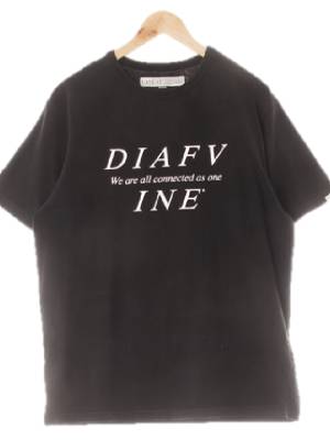 diafvine 블랙 면 로고레터링반팔라운드티