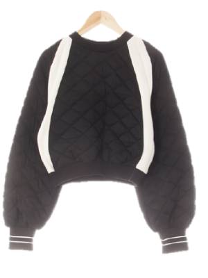 h&m 블랙아이보리 다이아몬드퀼팅패턴 누빔숏맨투맨