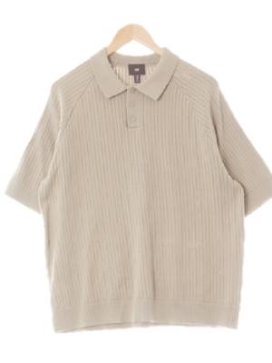 h&m 알팔파베이지 면혼방 골지레글런루즈반팔카라니트