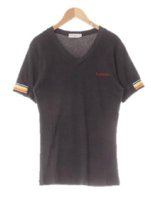 폴스미스 차콜 면 레인보우브이넥슬림반팔티