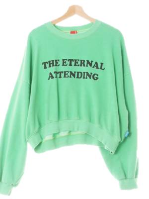 fortuneapparel 브라이트클래식그린 면혼방 레터링라운드넥크롭맨투맨 