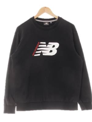 뉴발란스 블랙 프린팅 면혼방 볼드빅로고스웨트셔츠