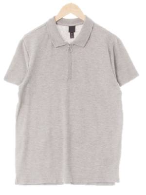 h&m 그레이 면혼방 링고리반집업반팔카라티