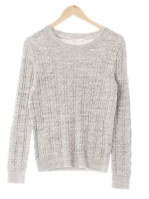 h&m 그레이 케이블패턴 면혼방 배색크루넥스웨터