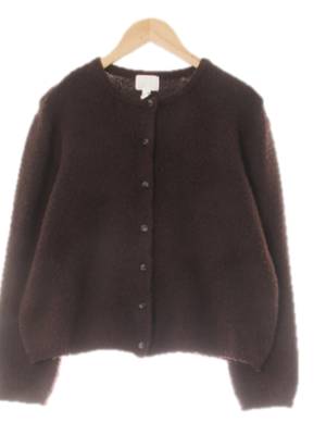 h&m 초콜릿토르테브라운 울혼방 부클크롭가디건