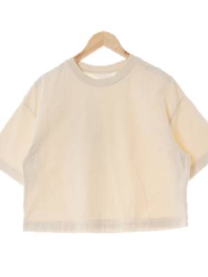 h&m 아이보리 면 세미크롭와이드반팔티