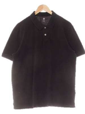 h&m 블랙 면 반소매기본카라티
